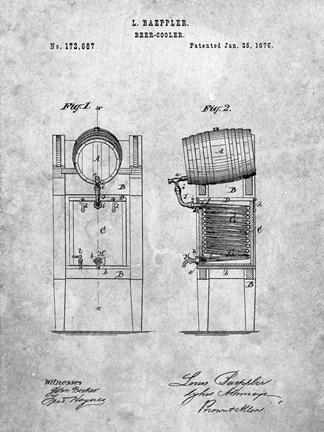 Framed Beer Cooler Patent Print