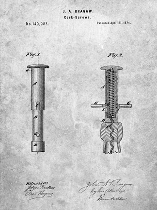 Framed Cork Screw Patent Print