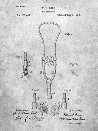 Framed Stethoscope Patent Print