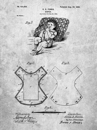 Framed Diaper Patent Print