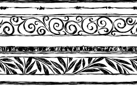 Framed Leaves and Curls Print