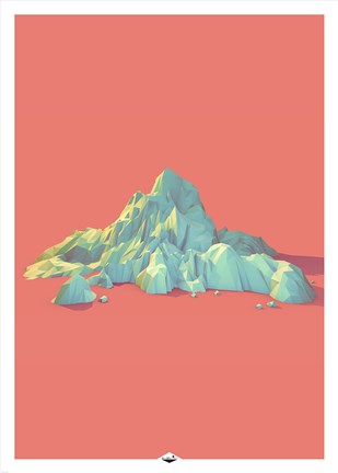 Framed Low Poly Mountain 1 Print