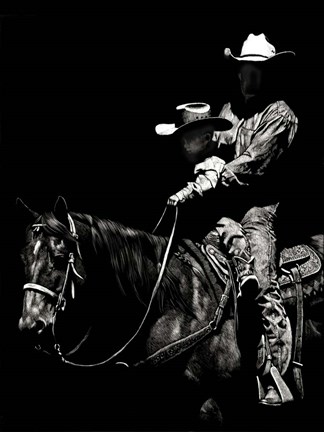 Framed Scratchboard Rodeo II Print