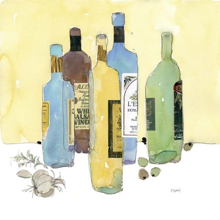 Framed Garlic and Oil I Print