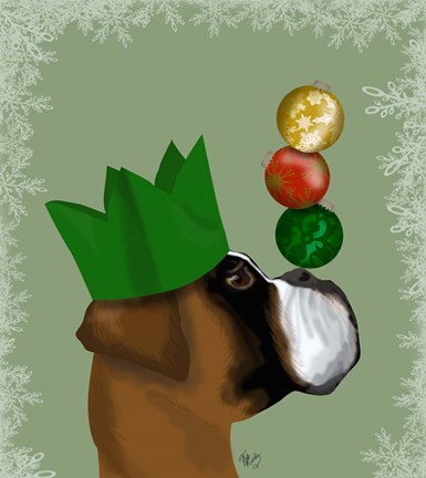 Framed Boxer, Party Trick Baubles Print