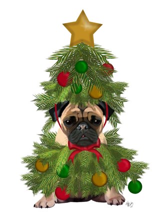 Framed Pug, Christmas Tree Costume Print
