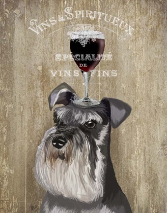 Framed Dog Au Vin, Schnauzer Print