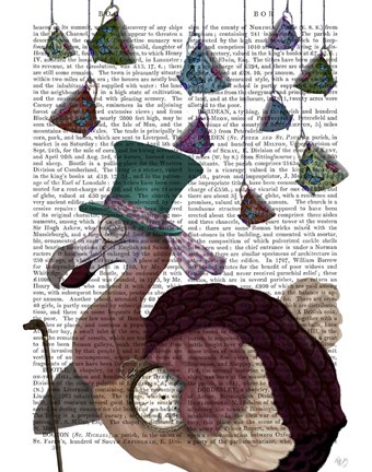 Framed Dodo with Hanging Teacups Print