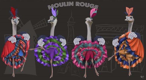 Framed Ostrich, Can Can Troupe Print