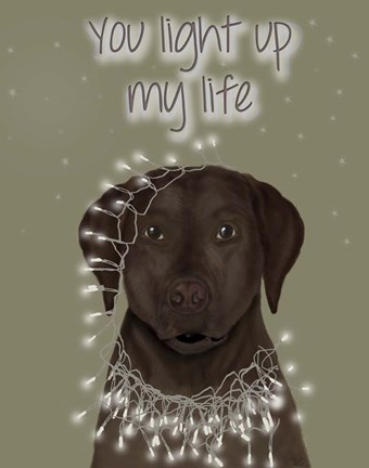 Framed Chocolate Labrador, You Light Up Print