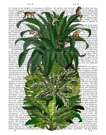 Framed Pineapple, Monkeys Print