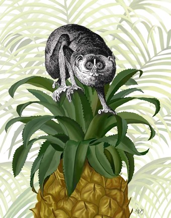 Framed Loris on Pineapple Print