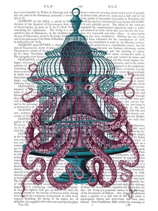 Framed Pink Octopus in Cage Print