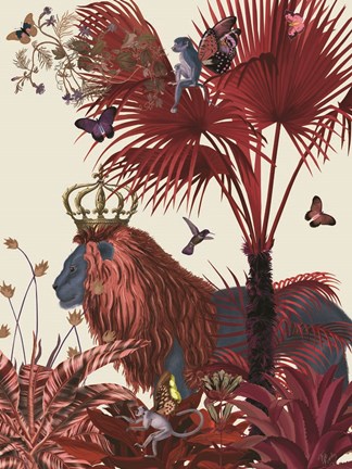 Framed Red Lion, Portrait Print