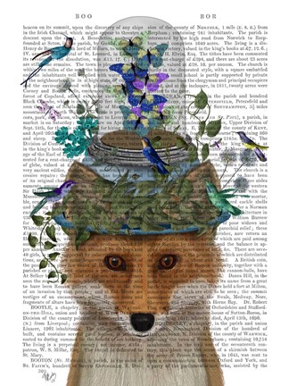 Framed Fox with Butterfly Bell Jar Print