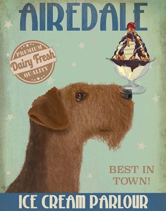 Framed Airedale Ice Cream Print