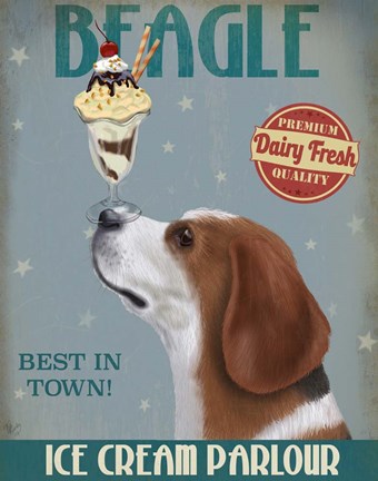 Framed Beagle Ice Cream Print