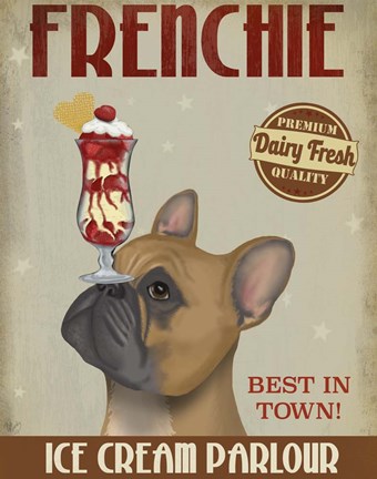 Framed French Bulldog Ice Cream Print
