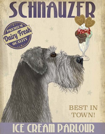 Framed Schnauzer, Grey, Ice Cream Print