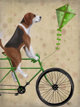 Framed Beagle on Bicycle Print