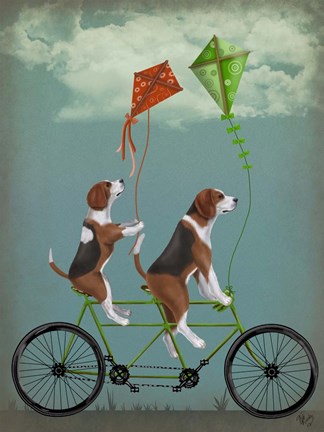 Framed Beagle Tandem Print