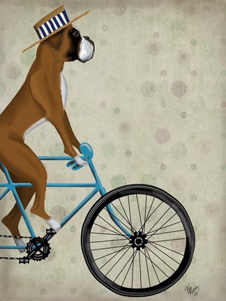 Framed Boxer on Bicycle Print