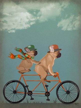 Framed French Bulldog Tandem Print