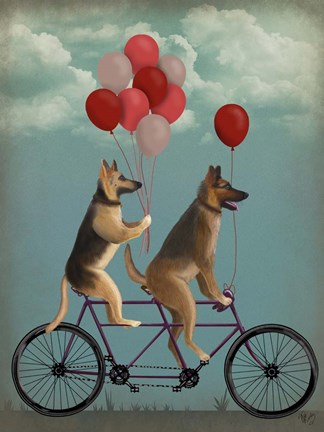Framed German Shepherd Tandem Print