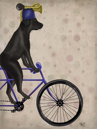Framed Black Labrador on Bicycle Print