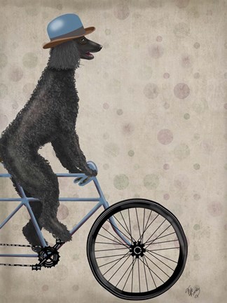 Framed Poodle on Bicycle, Black Print