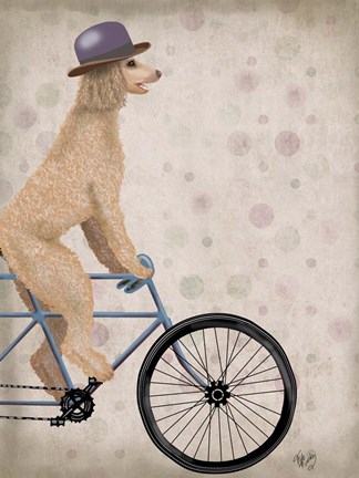Framed Poodle on Bicycle, Cream Print