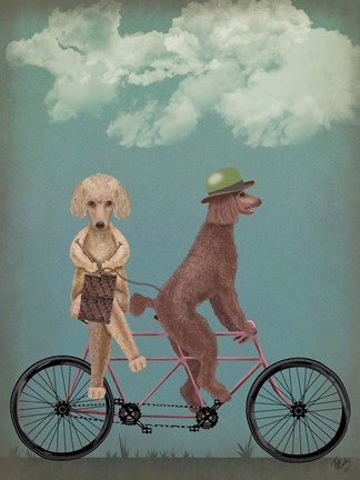 Framed Poodle Tandem Print