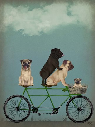 Framed Pug Tandem Print