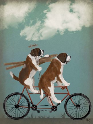 Framed St Bernard Tandem Print