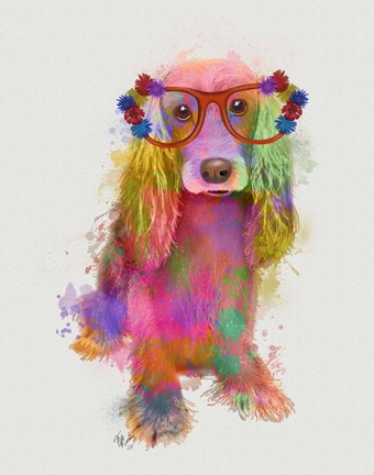 Framed Rainbow Splash Cocker Spaniel, Full Print