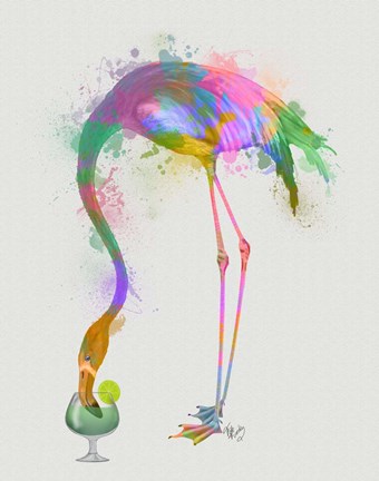 Framed Rainbow Splash Flamingo 3 Print