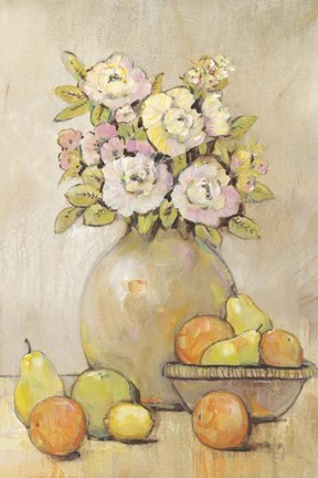 Framed Still Life Study Flowers &amp; Fruit II Print