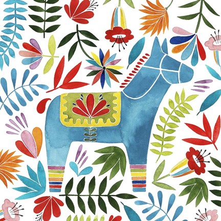 Framed Festive Otomi I Print