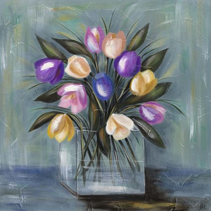 Framed Mixed Pastel Bouquet II Print