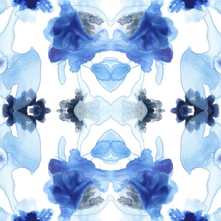 Framed Blue Kaleidoscope I Print