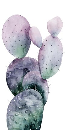 Framed Purple Cactus I Print