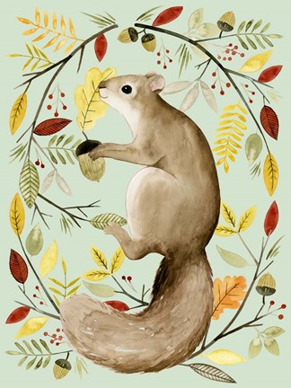 Framed Autumn Wreath I Print