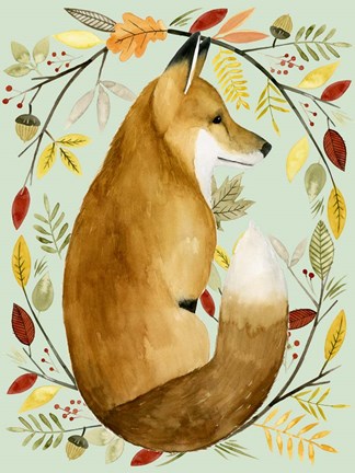 Framed Autumn Wreath II Print