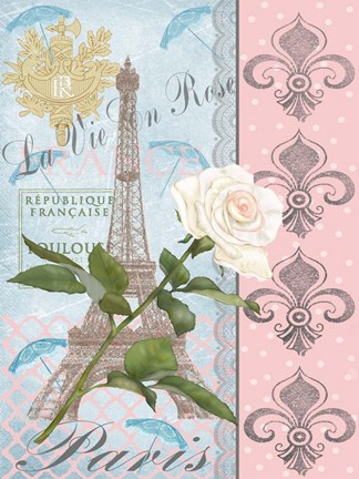 Framed La Vie en Rose I Print