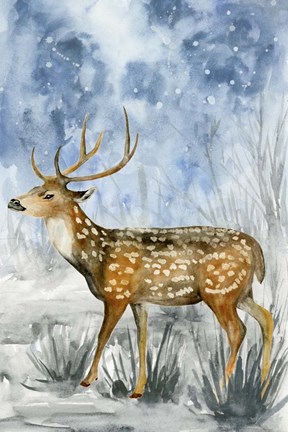 Framed Snowy Night II Print