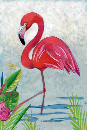 Framed Vivid Flamingo I Print