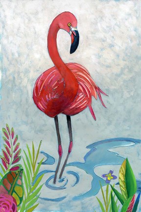 Framed Vivid Flamingo II Print
