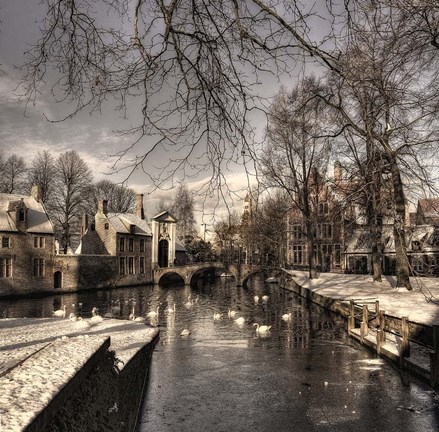 Framed Bruges In Christmas Dress Print