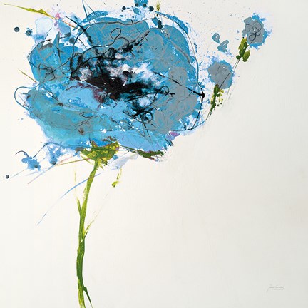 Framed Turquoise Poppy Master on White Print