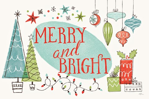 Framed Retro Christmas I Print